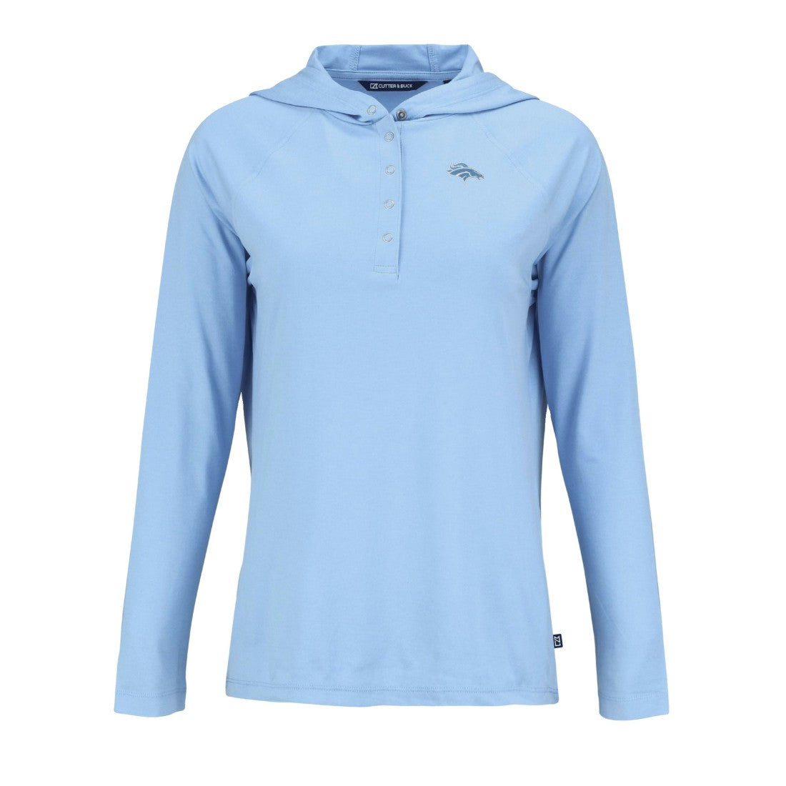 Denver Broncos Cutter & Buck Women's Coastline Epic Comfort Eco Recycled Long Sleeve Hoodie T-Shirt - Powder Blue cheap