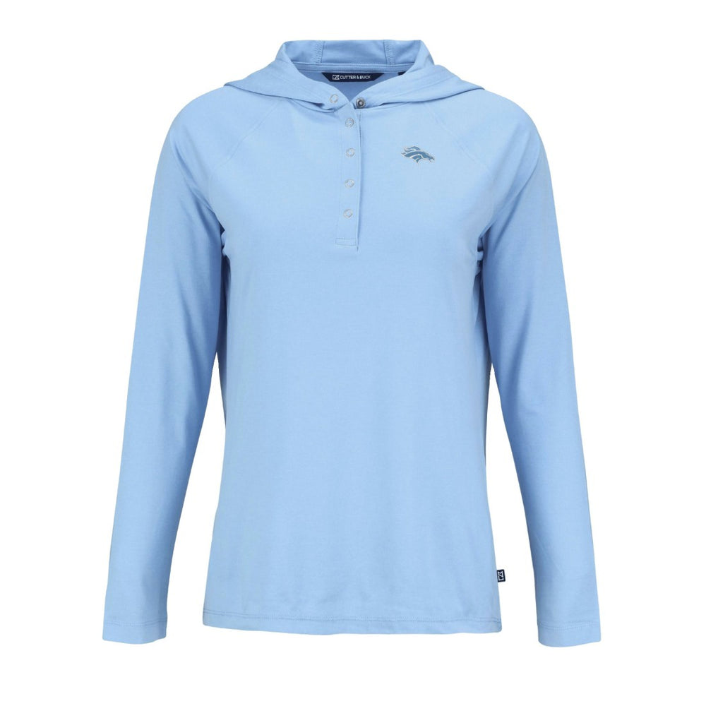 Denver Broncos Cutter & Buck Women's Coastline Epic Comfort Eco Recycled Long Sleeve Hoodie T-Shirt - Powder Blue cheap