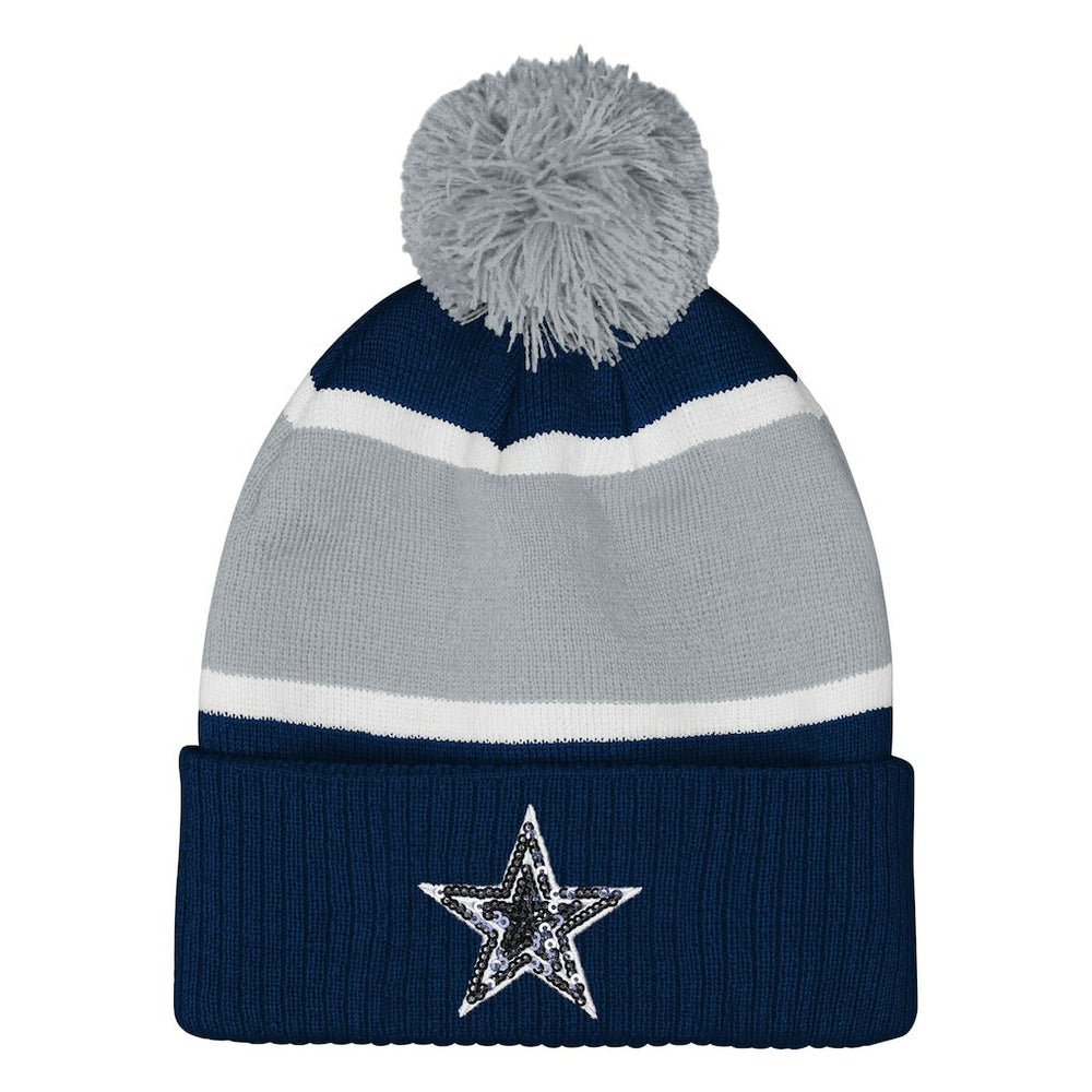 Dallas Cowboys Outerstuff Girls Youth Let's Play Cuffed Knit Hat with Pom - Navy outlet