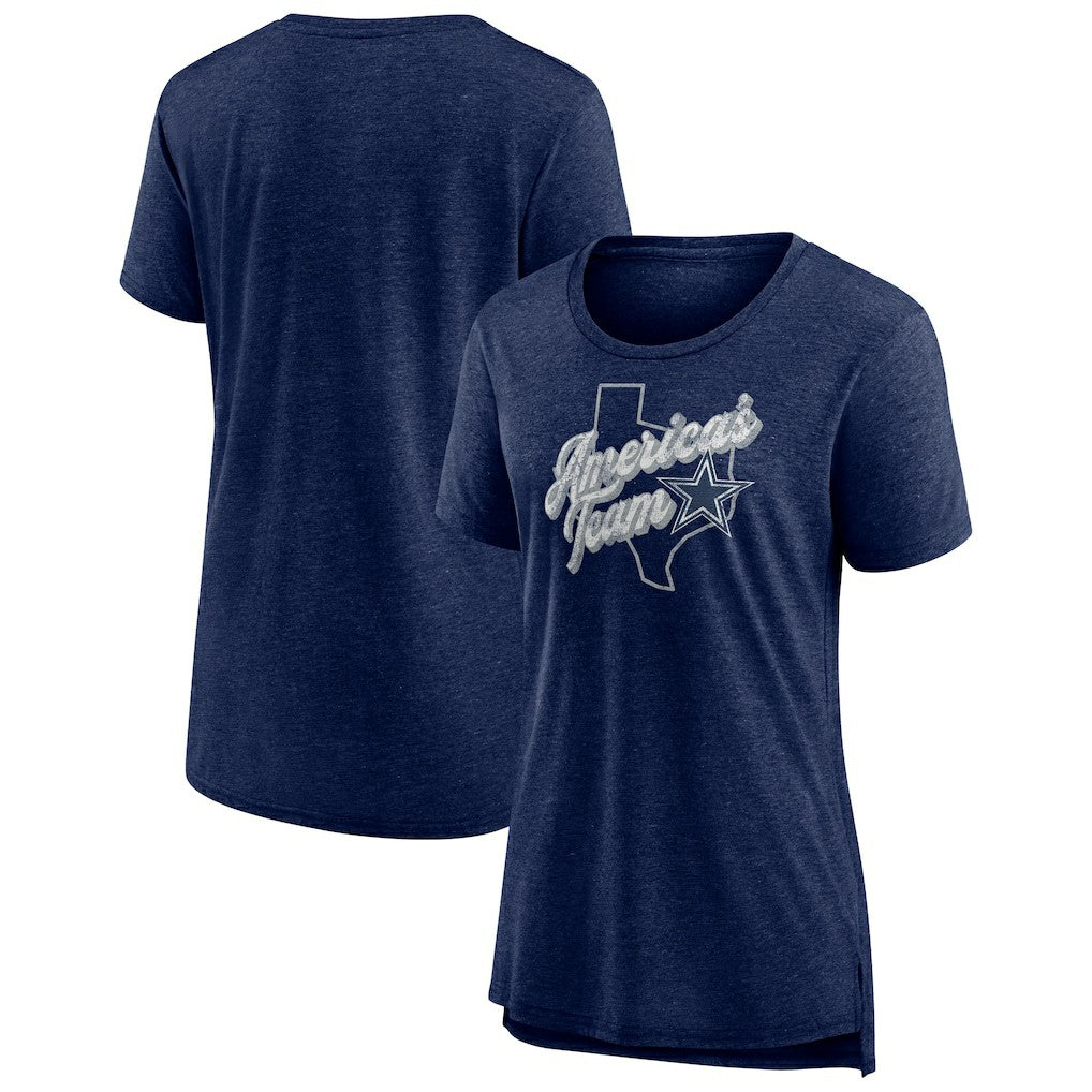 Dallas Cowboys Women's First Down Distressed Tri-Blend T-Shirt - Navy online
