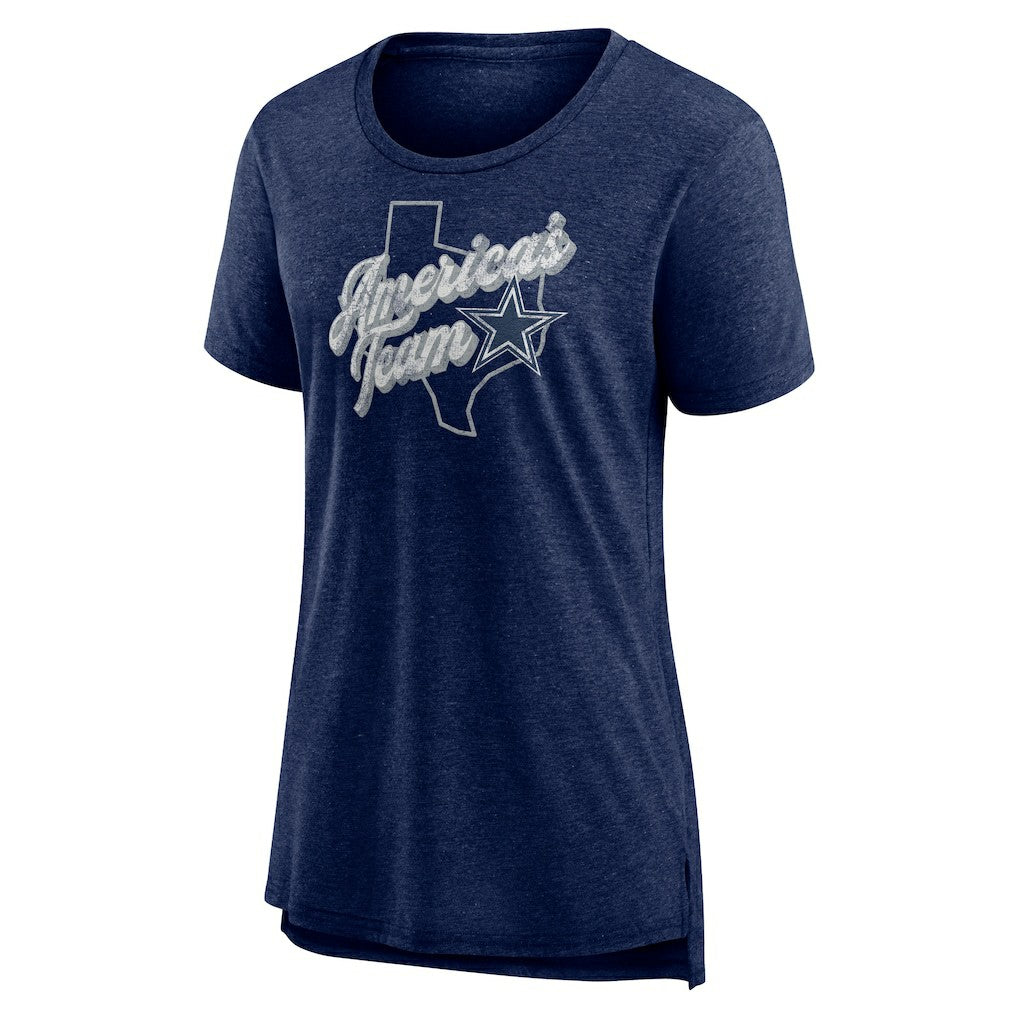 Dallas Cowboys Women's First Down Distressed Tri-Blend T-Shirt - Navy online