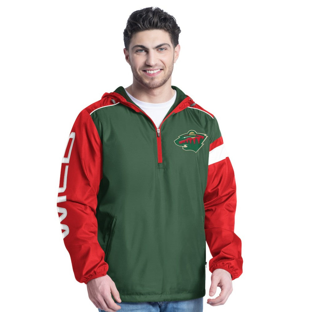 Minnesota Wild G-III Sports by Carl Banks Lateral Half-Zip Hoodie Jacket Green/Red