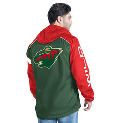 Minnesota Wild G-III Sports by Carl Banks Lateral Half-Zip Hoodie Jacket Green/Red
