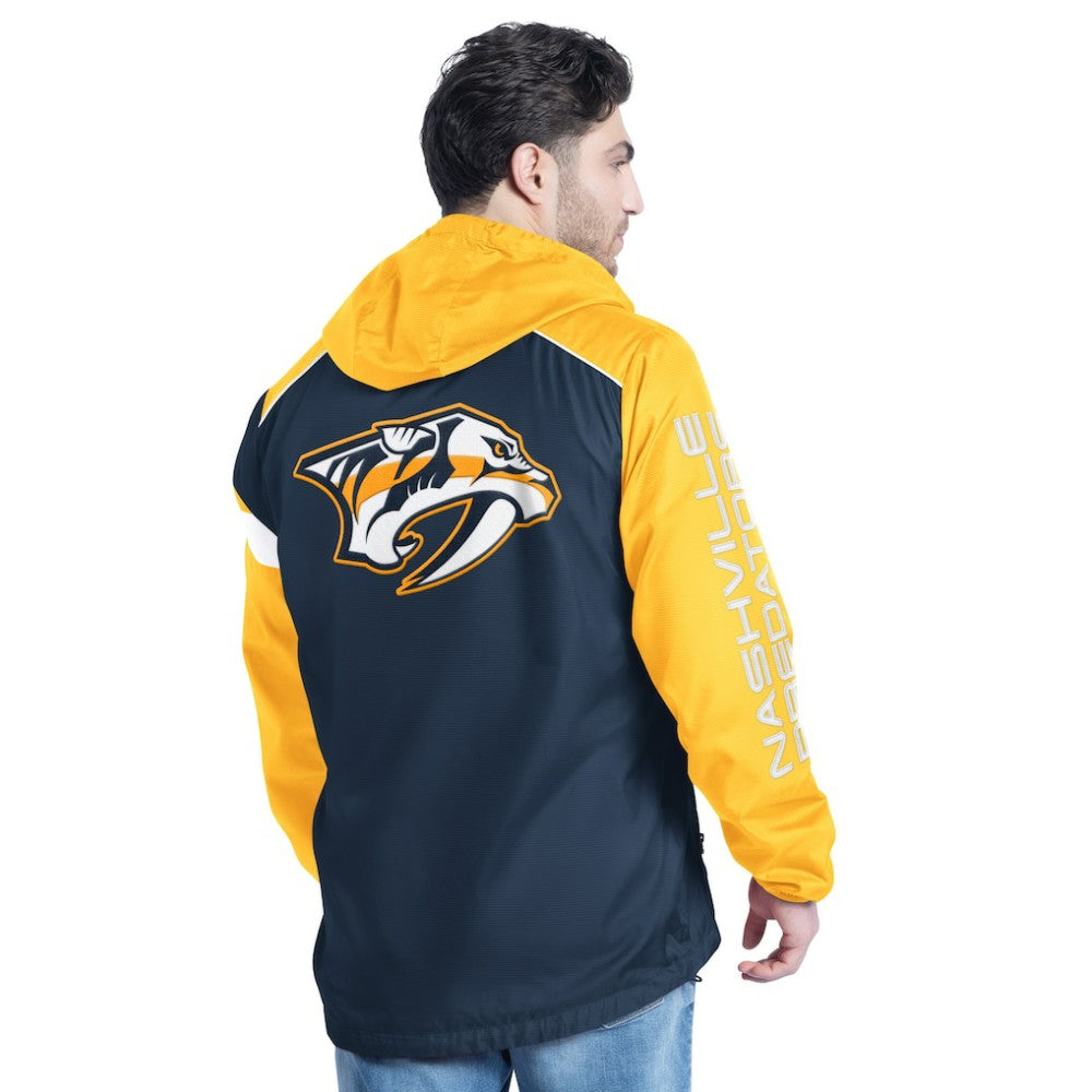Nashville Predators G-III Sports by Carl Banks Lateral Half-Zip Hoodie Jacket Navy/Gold