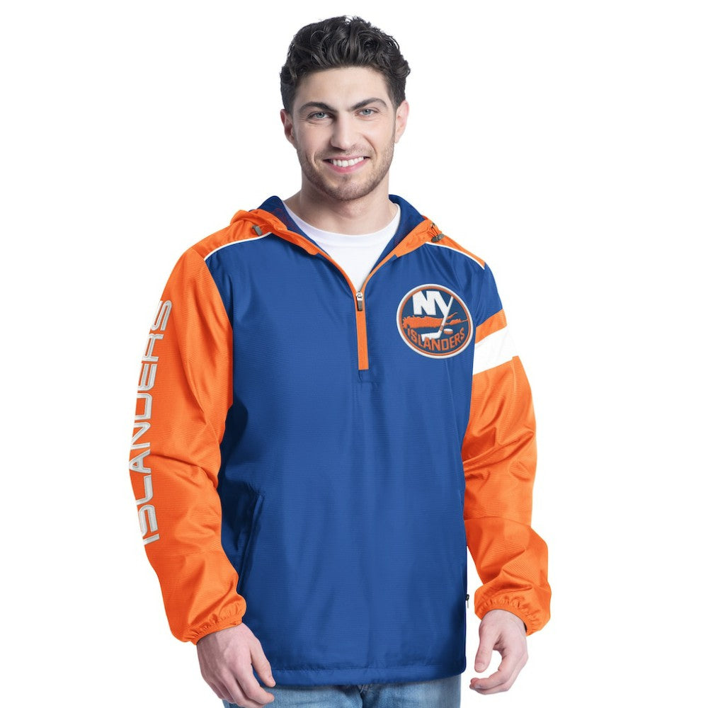 New York Islanders G-III Sports by Carl Banks Lateral Half-Zip Hoodie Jacket Royal/Orange