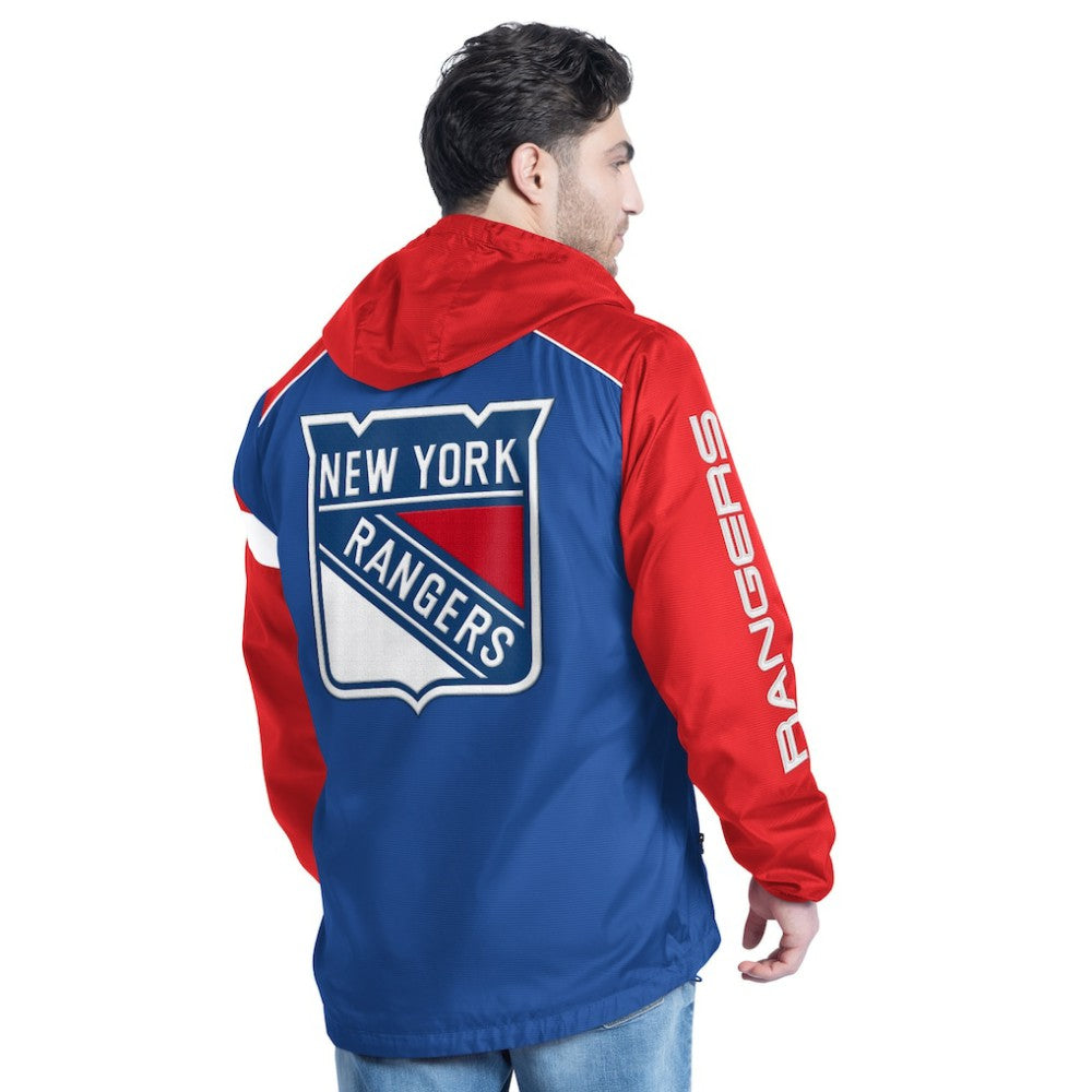 New York Rangers G-III Sports by Carl Banks Lateral Half-Zip Hoodie Jacket Blue/Red