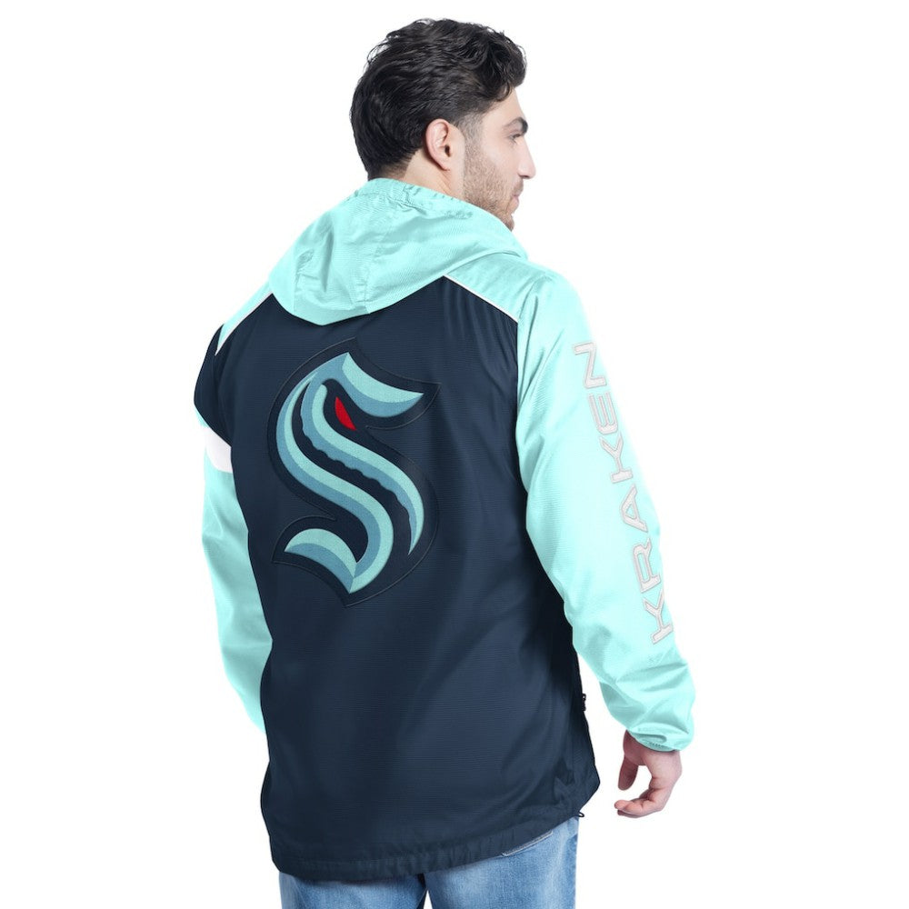 Seattle Kraken G-III Sports by Carl Banks Lateral Half-Zip Hoodie Jacket Deep Sea Blue/Light Blue