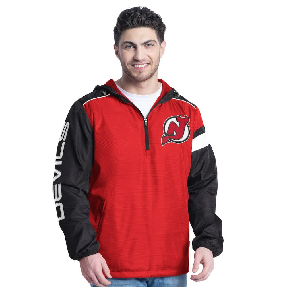 New Jersey Devils G-III Sports by Carl Banks Lateral Half-Zip Hoodie Jacket Red/Black