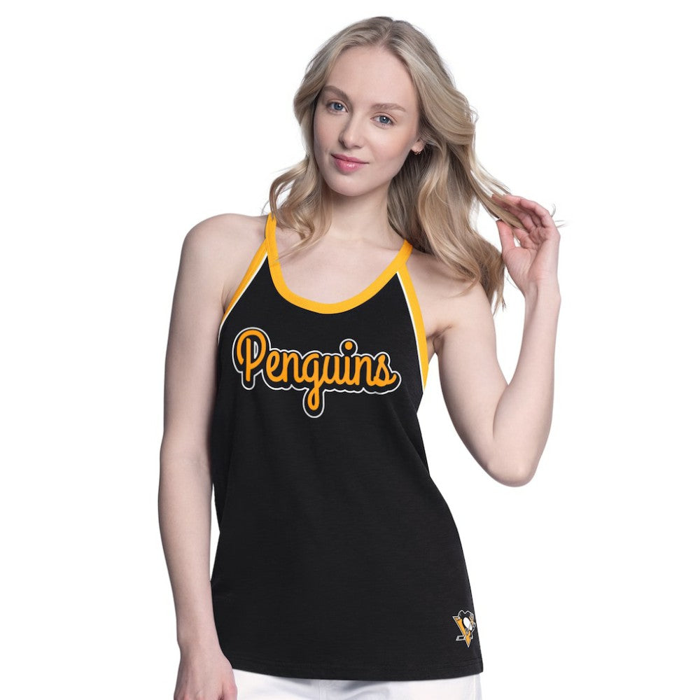 Pittsburgh Penguins G-III 4Her by Carl Banks Women's Curveball Racerback Scoop Neck Slub Tank Top Black