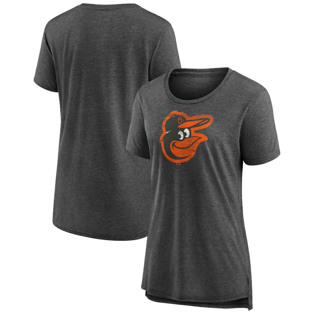 Baltimore Orioles Women's Weathered Official Logo Tri-Blend T-Shirt - Gray