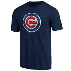Chicago Cubs Weathered Official Logo Tri-Blend T-Shirt - Navy