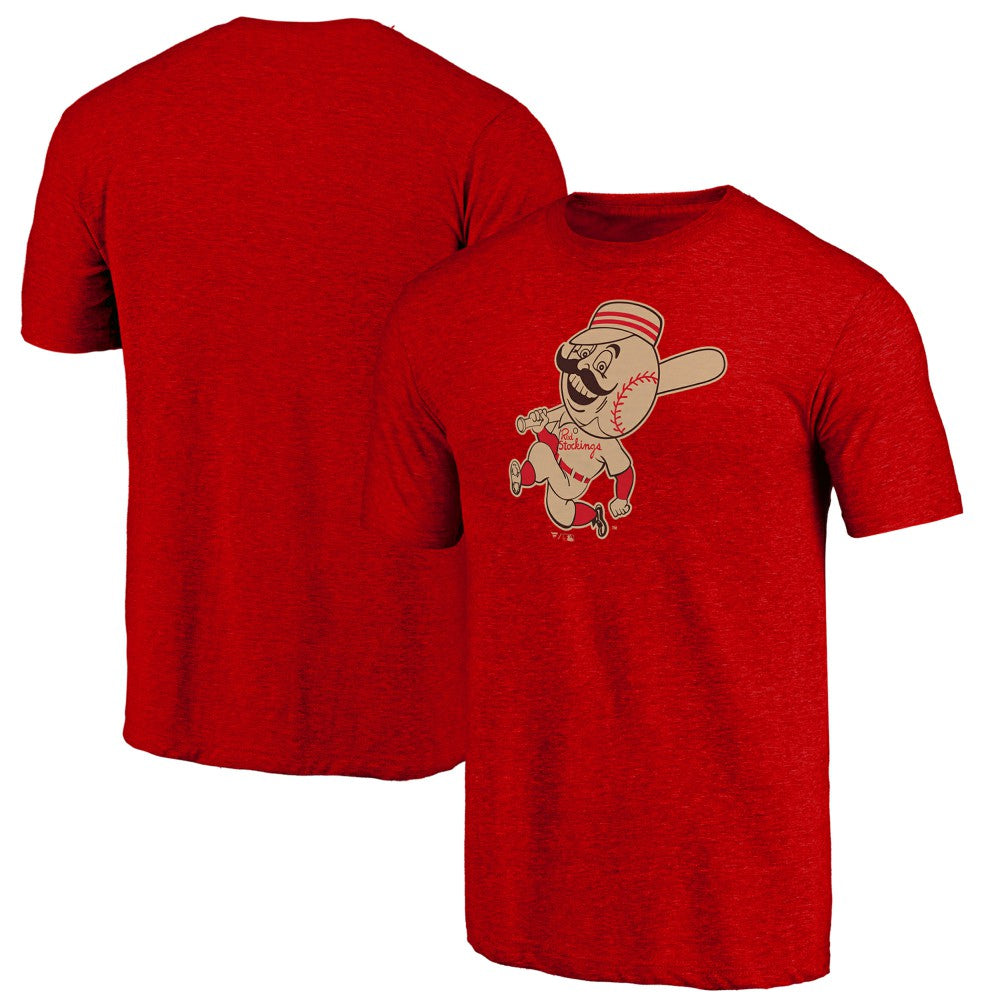 Cincinnati Reds Cooperstown Official Logo Tri-Blend T-Shirt - Red