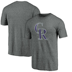 Colorado Rockies Weathered Official Logo Tri-Blend T-Shirt - Heather Gray