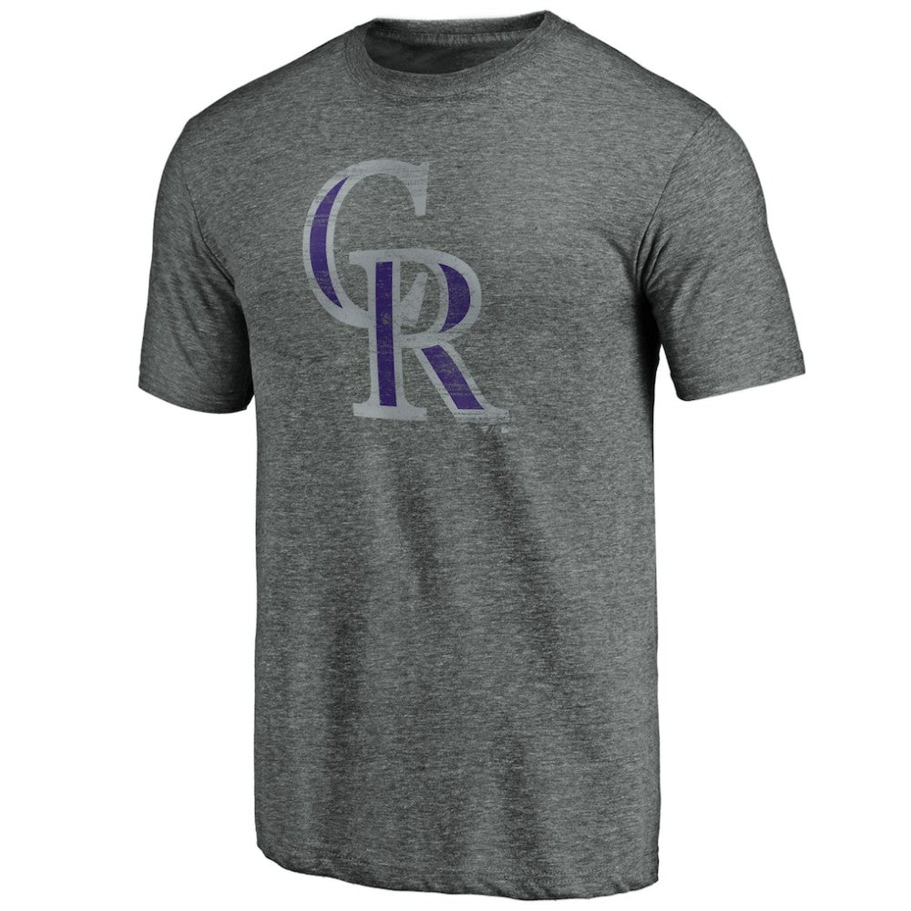 Colorado Rockies Weathered Official Logo Tri-Blend T-Shirt - Heather Gray