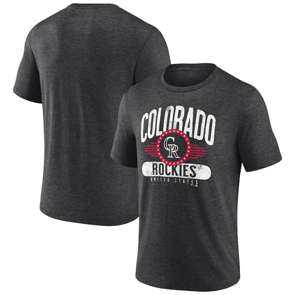 Colorado Rockies Badge of Honor Tri-Blend T-Shirt - Charcoal