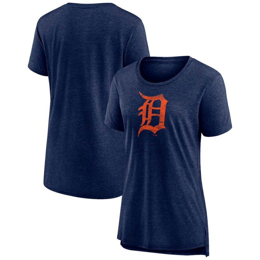 Detroit Tigers Women's Weathered Official Logo Tri-Blend T-Shirt - Navy