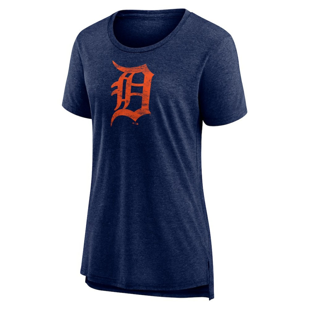 Detroit Tigers Women's Weathered Official Logo Tri-Blend T-Shirt - Navy