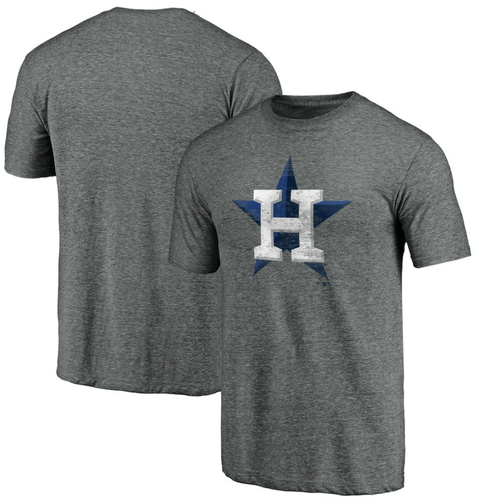 Houston Astros Weathered Official Logo Tri-Blend T-Shirt - Heather Gray