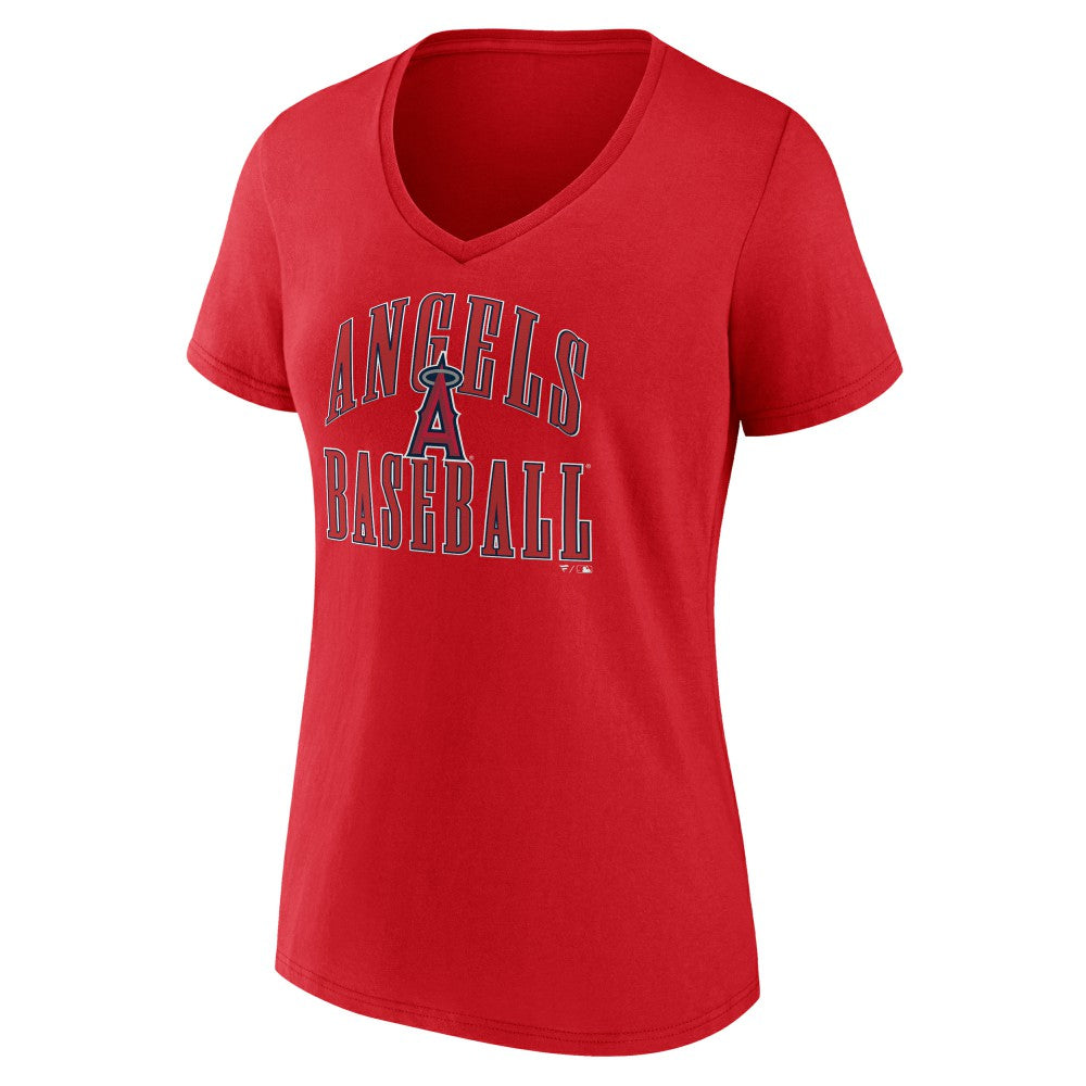 Los Angeles Angels Women's Victory Script V-Neck T-Shirt - Red
