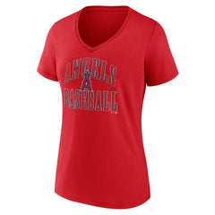 Los Angeles Angels Women's Victory Script V-Neck T-Shirt - Red