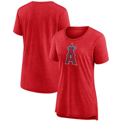 Los Angeles Angels Women's Weathered Official Logo Tri-Blend T-Shirt - Red