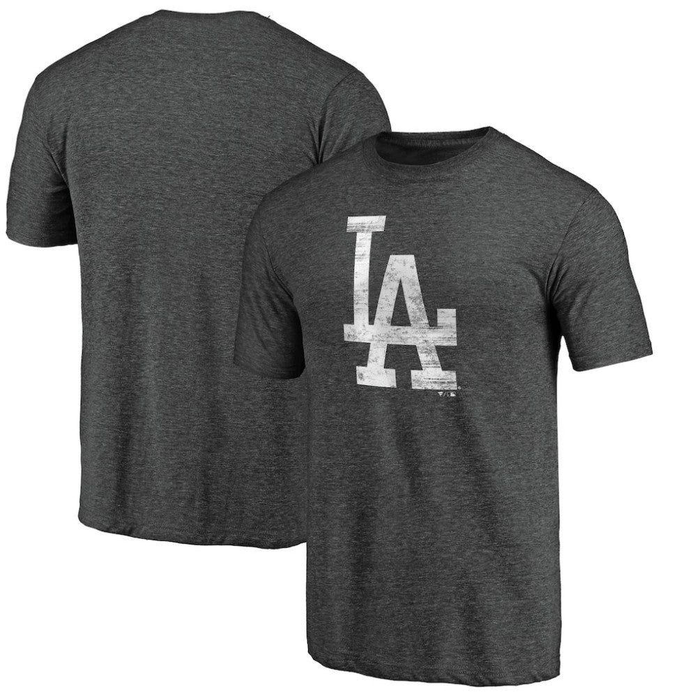 Los Angeles Dodgers Weathered Official Logo Tri-Blend T-Shirt - Charcoal