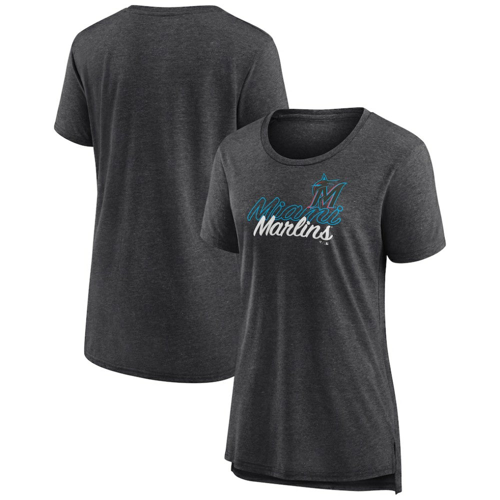 Miami Marlins Women's Practice Time Tri-Blend T-Shirt - Gray