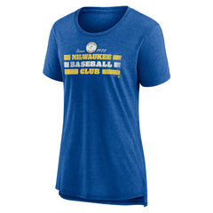 Milwaukee Brewers Women's Power Swing Tri-Blend T-Shirt - Royal