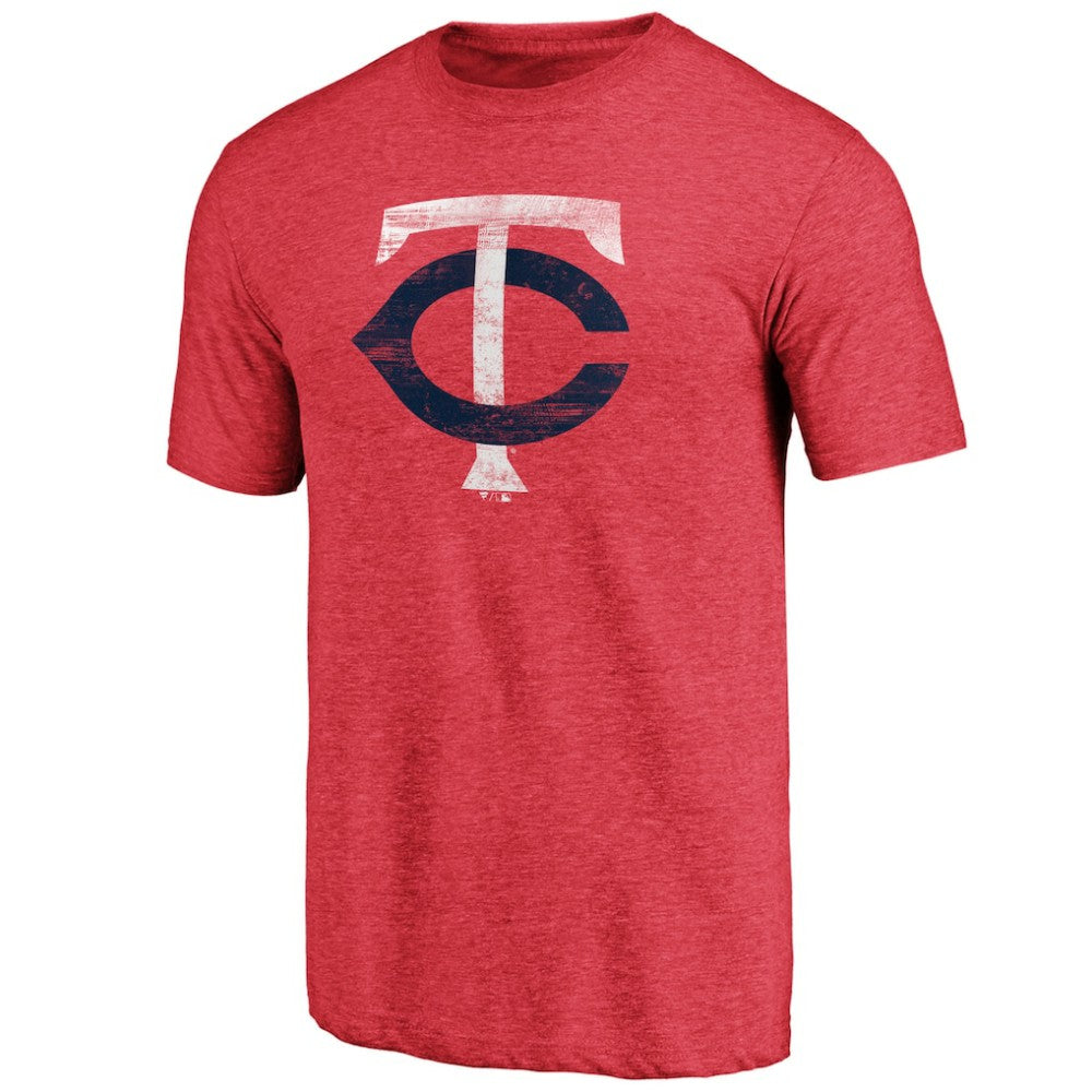 Minnesota Twins Weathered Official Logo Tri-Blend T-Shirt - Red