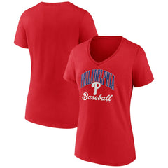 Philadelphia Phillies Women's Victory Script V-Neck T-Shirt - Red
