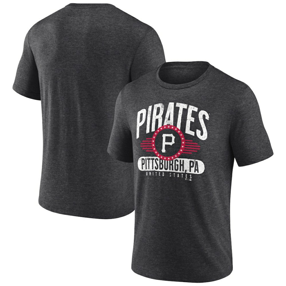 Pittsburgh Pirates Badge of Honor Tri-Blend T-Shirt - Charcoal