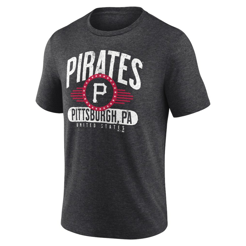 Pittsburgh Pirates Badge of Honor Tri-Blend T-Shirt - Charcoal