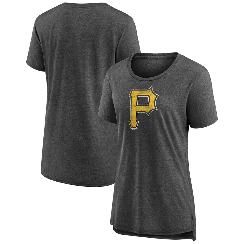 Pittsburgh Pirates Women's Weathered Official Logo Tri-Blend T-Shirt - Gray