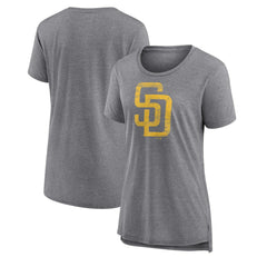 San Diego Padres Women's Weathered Official Logo Tri-Blend T-Shirt - Gray