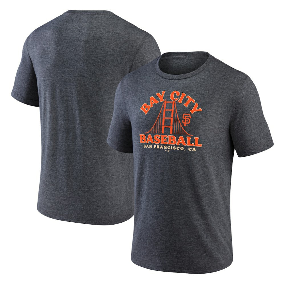 San Francisco Giants Bay City Baseball Tri-Blend T-Shirt - Charcoal