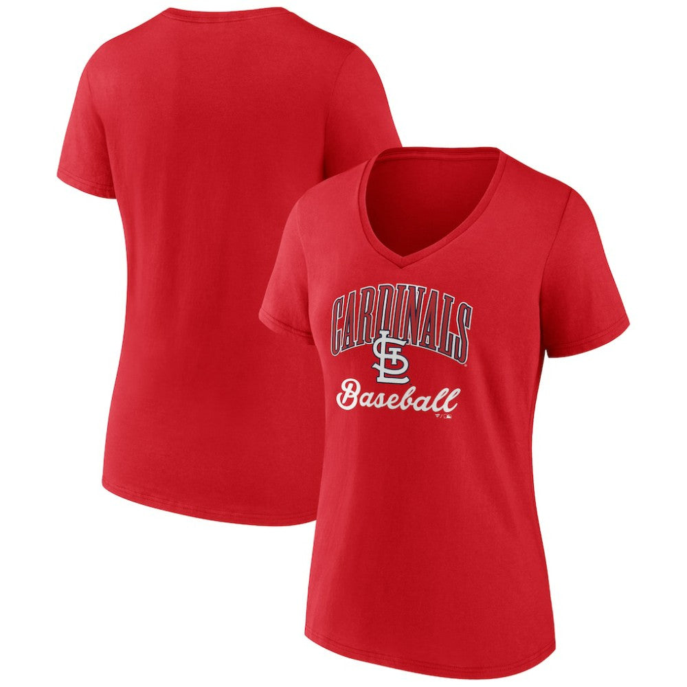 St. Louis Cardinals Women's Victory Script V-Neck T-Shirt - Red