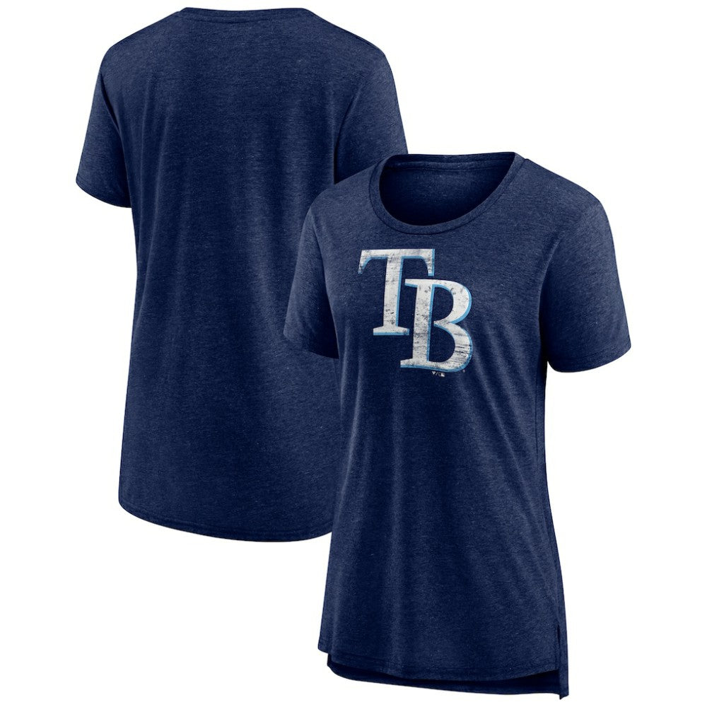 Tampa Bay Rays Women's Weathered Official Logo Tri-Blend T-Shirt - Navy