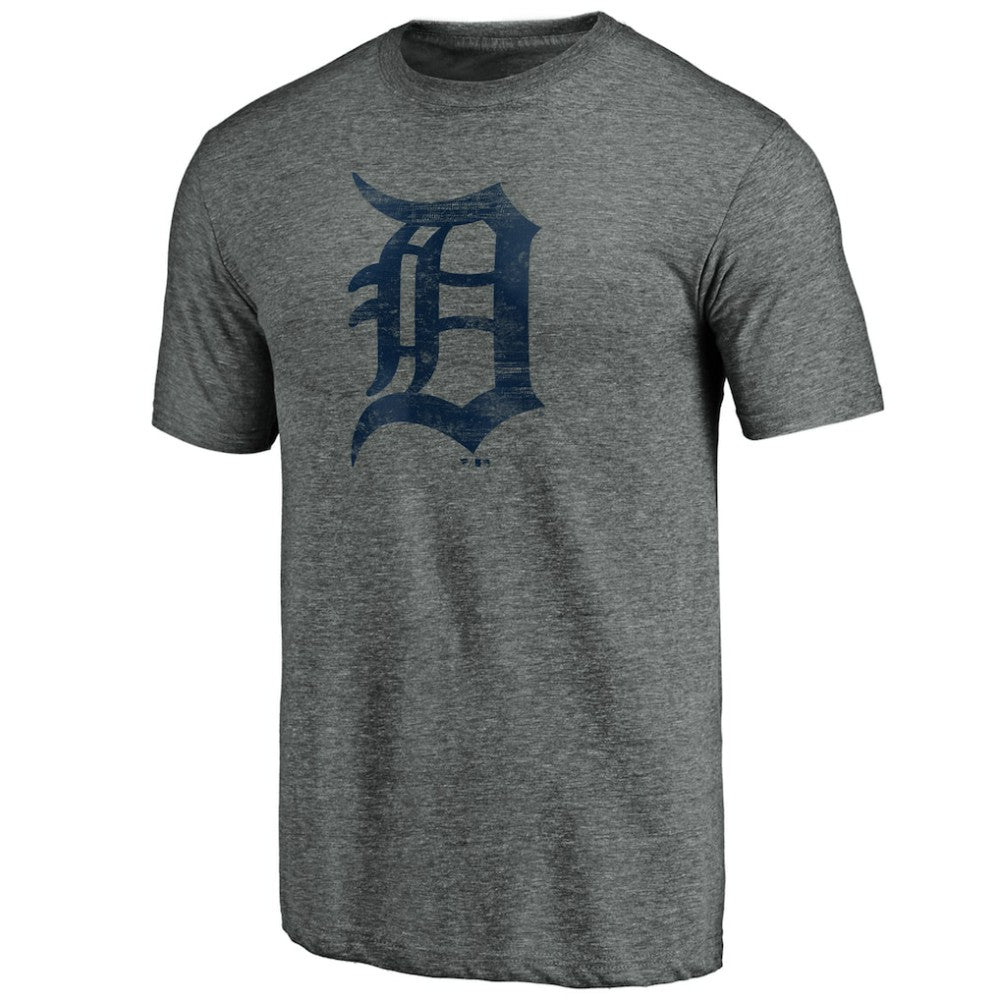 Detroit Tigers Weathered Official Logo Tri-Blend T-Shirt - Heather Gray