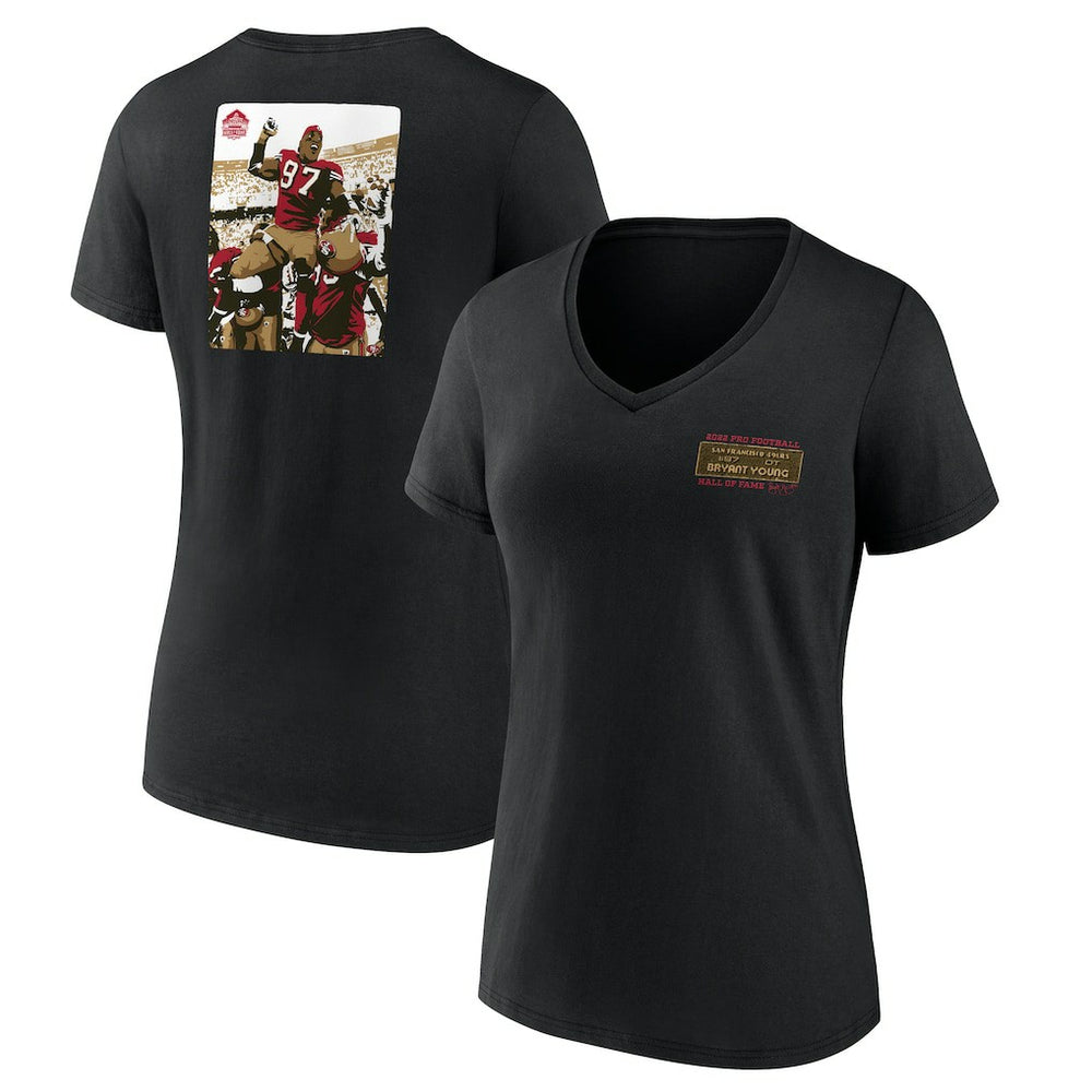 Bryant Young San Francisco 49ers Women's Hall of Fame V-Neck T-Shirt - Black discount
