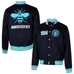 Manchester City Sport Design Sweden Free Kick Wool Varsity Jacket - Navy discount