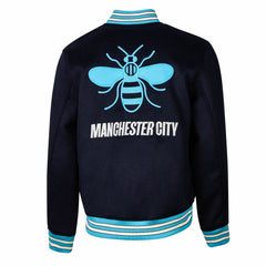 Manchester City Sport Design Sweden Free Kick Wool Varsity Jacket - Navy discount
