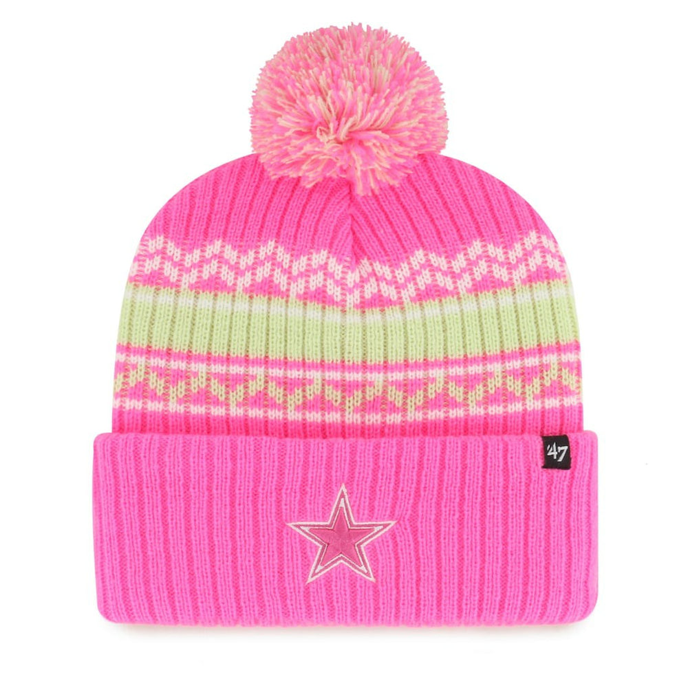 Dallas Cowboys '47 Girls Youth Polar Vortex Cuffed Knit Hat with Pom - Pink sale