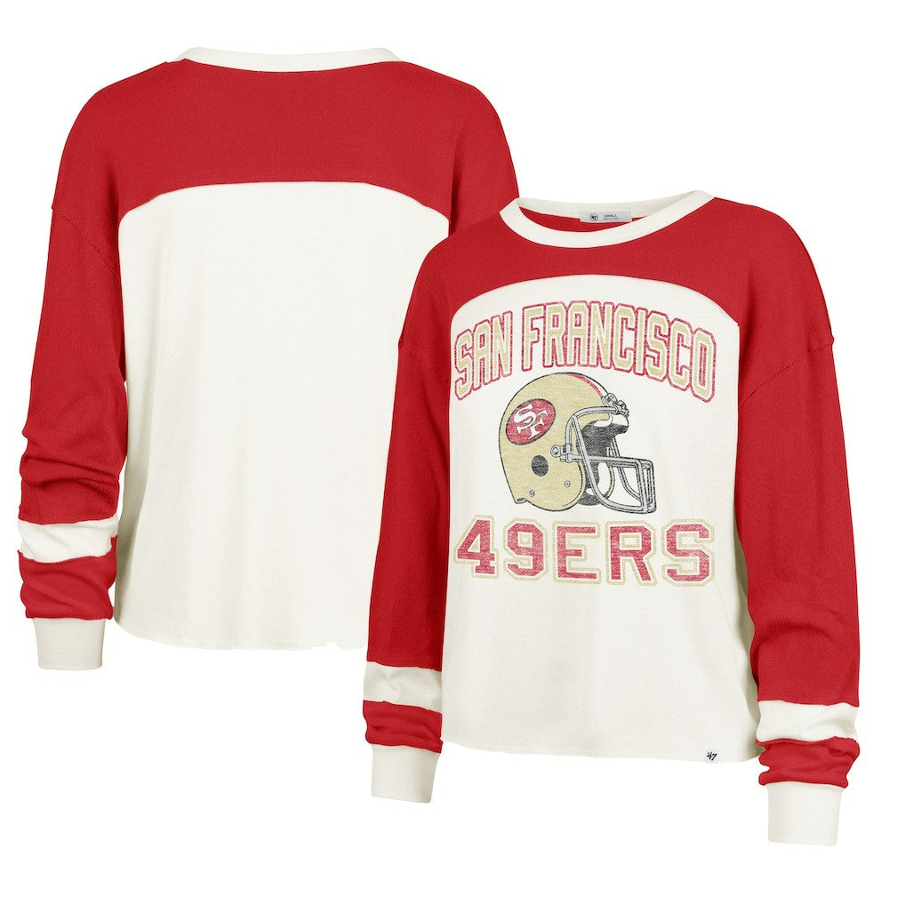 San Francisco 49ers '47 Women's Double Header Curve Toni Long Sleeve T-Shirt - Cream sale