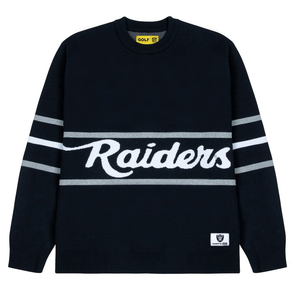 Las Vegas Raiders GOLF WANG Jacquard Pullover Sweater - Black sale