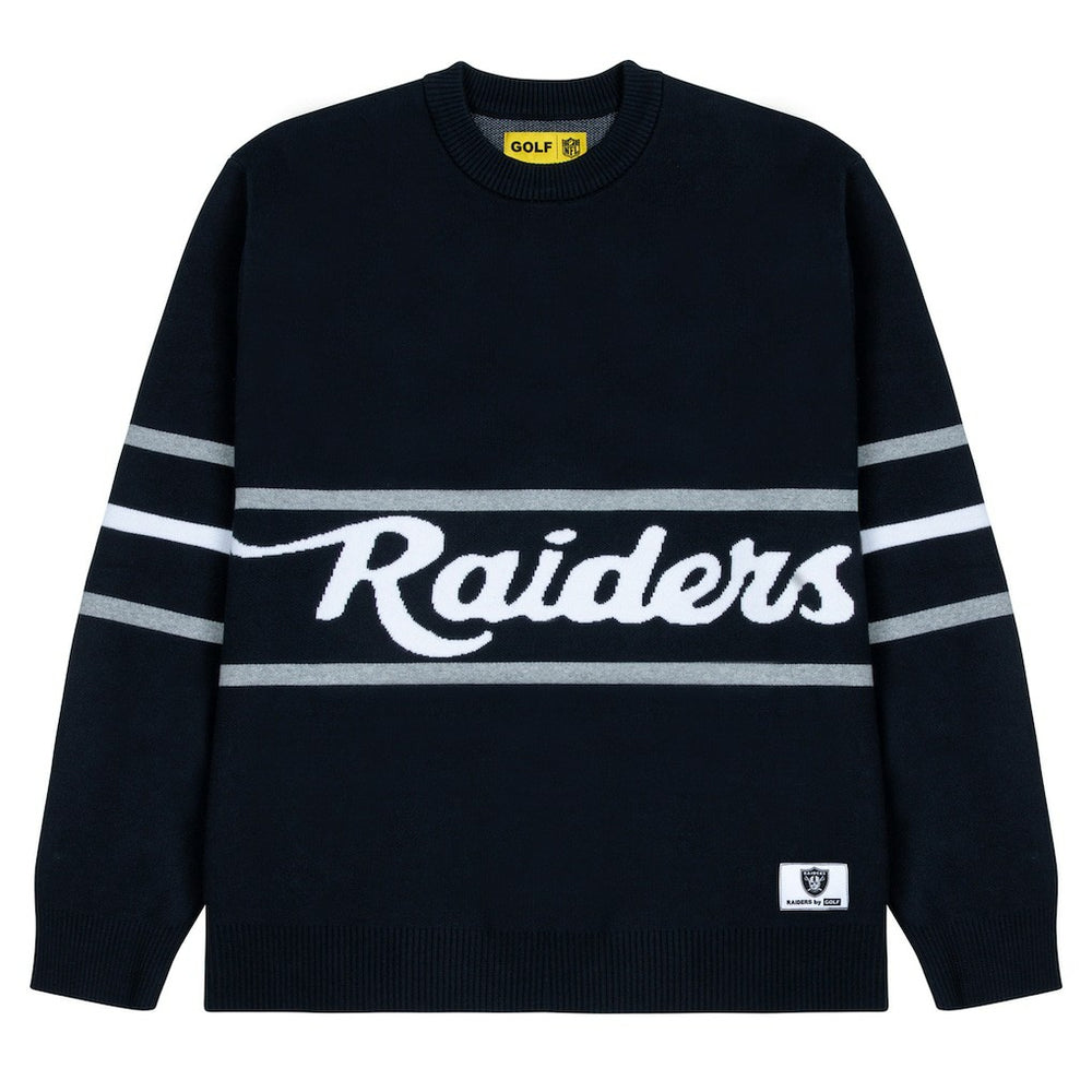Las Vegas Raiders GOLF WANG Jacquard Pullover Sweater - Black sale