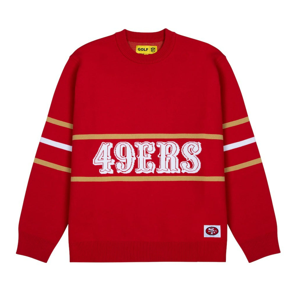 San Francisco 49ers GOLF WANG Jacquard Pullover Sweater - Scarlet for sale