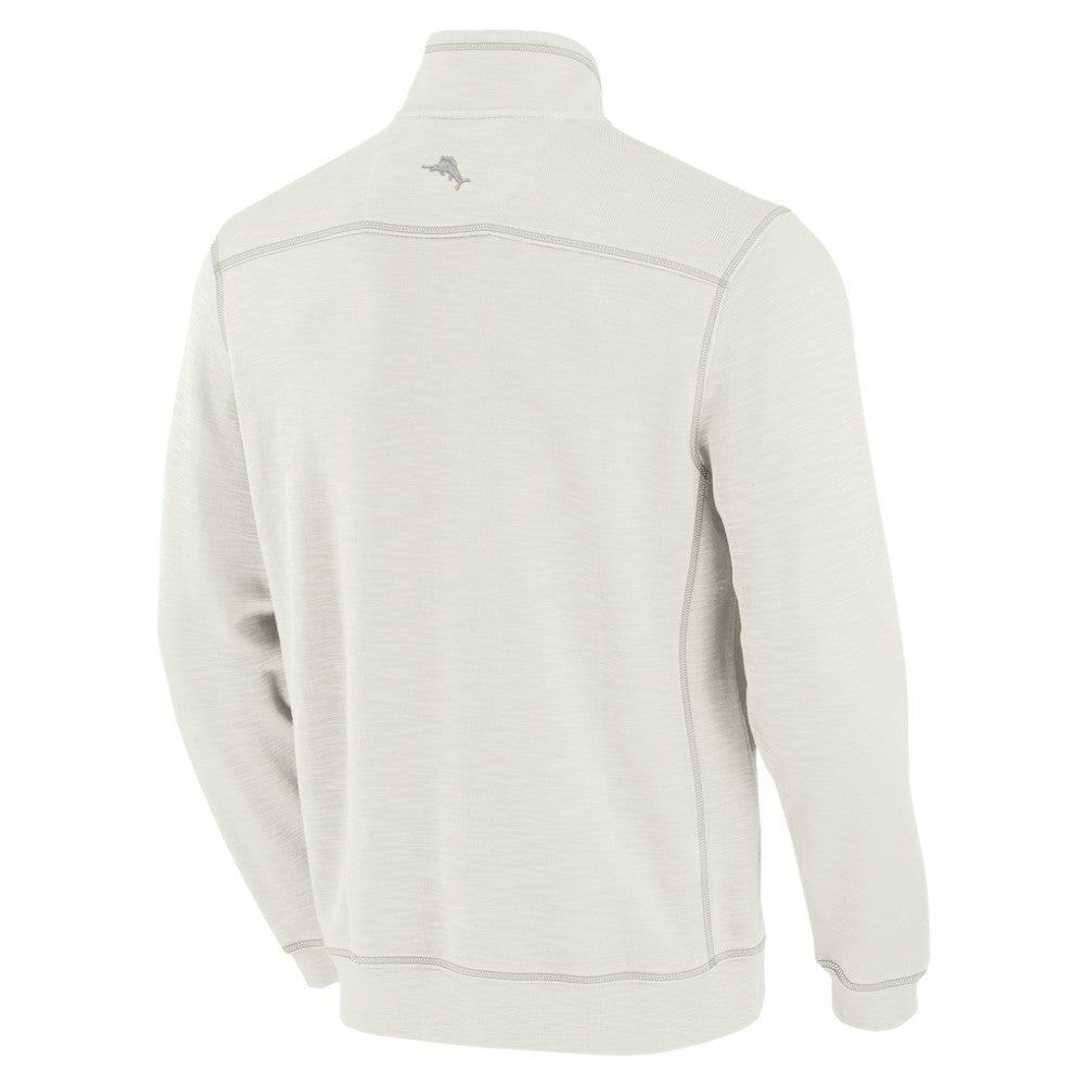 Atlanta Braves Tommy Bahama Sport Tobago Bay Tri-Blend Half-Zip Sweatshirt - Cream