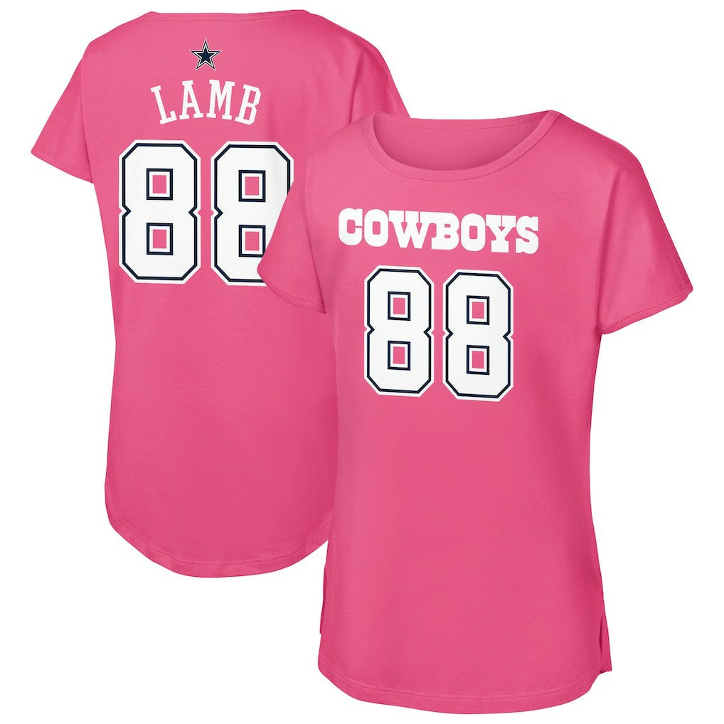 CeeDee Lamb Dallas Cowboys Girls Youth Player Name & Number T-Shirt - Pink cheap