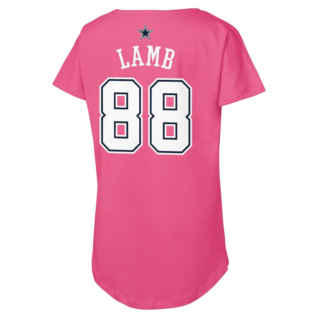 CeeDee Lamb Dallas Cowboys Girls Youth Player Name & Number T-Shirt - Pink cheap
