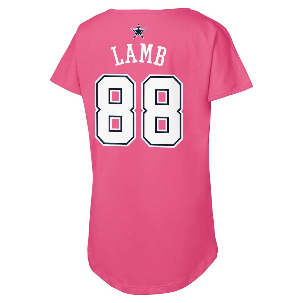 CeeDee Lamb Dallas Cowboys Girls Youth Player Name & Number T-Shirt - Pink cheap